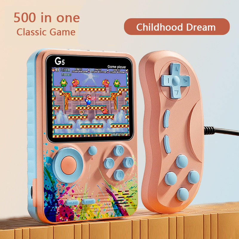 G5 Handheld Game Console HD Color Screen Mini Portable Handheld Game Player Bulit-in 500 Classic Games Supports Double Retro Video Game Playing