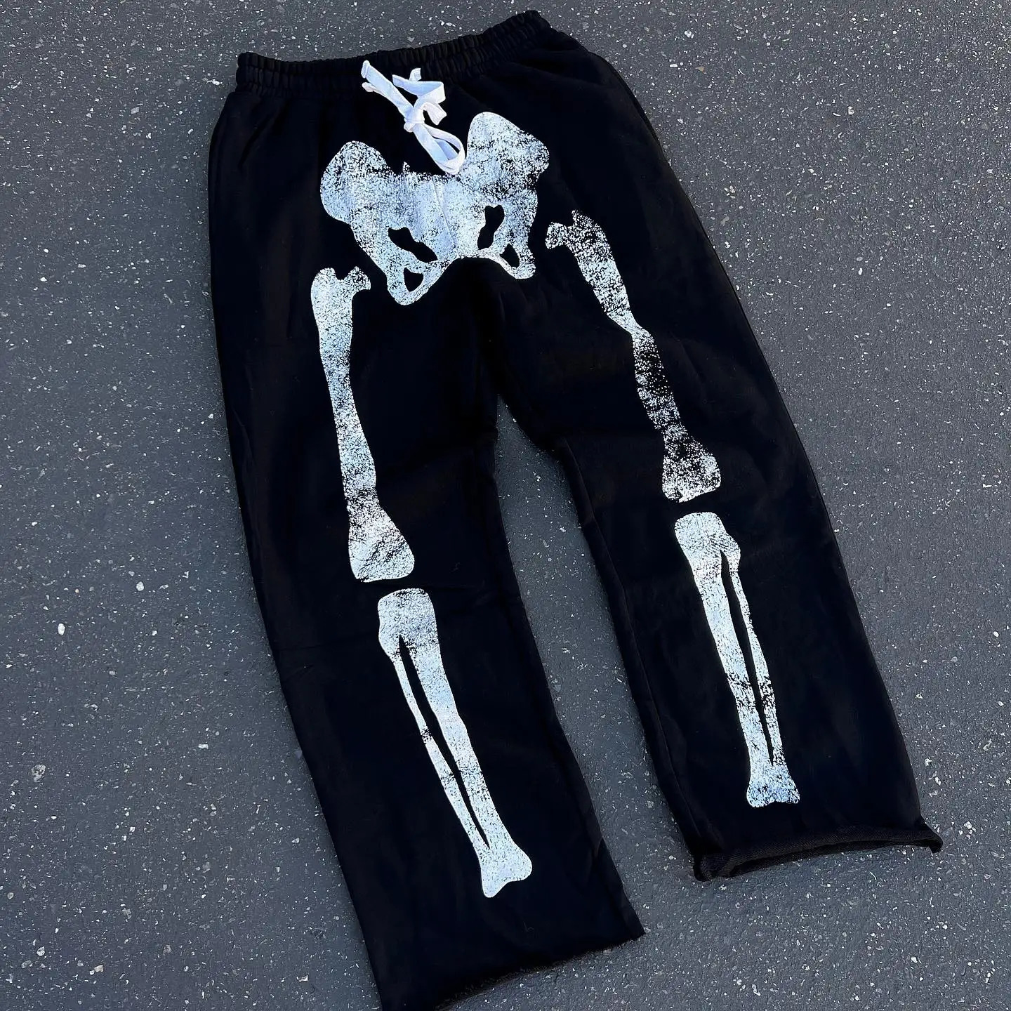 Y2K Sweatpants Men Women Harajuku Retro Skull Graphic Print Sweatpants High Waist Casual Cotton Baggy Pants Streetwear Trousers 240708