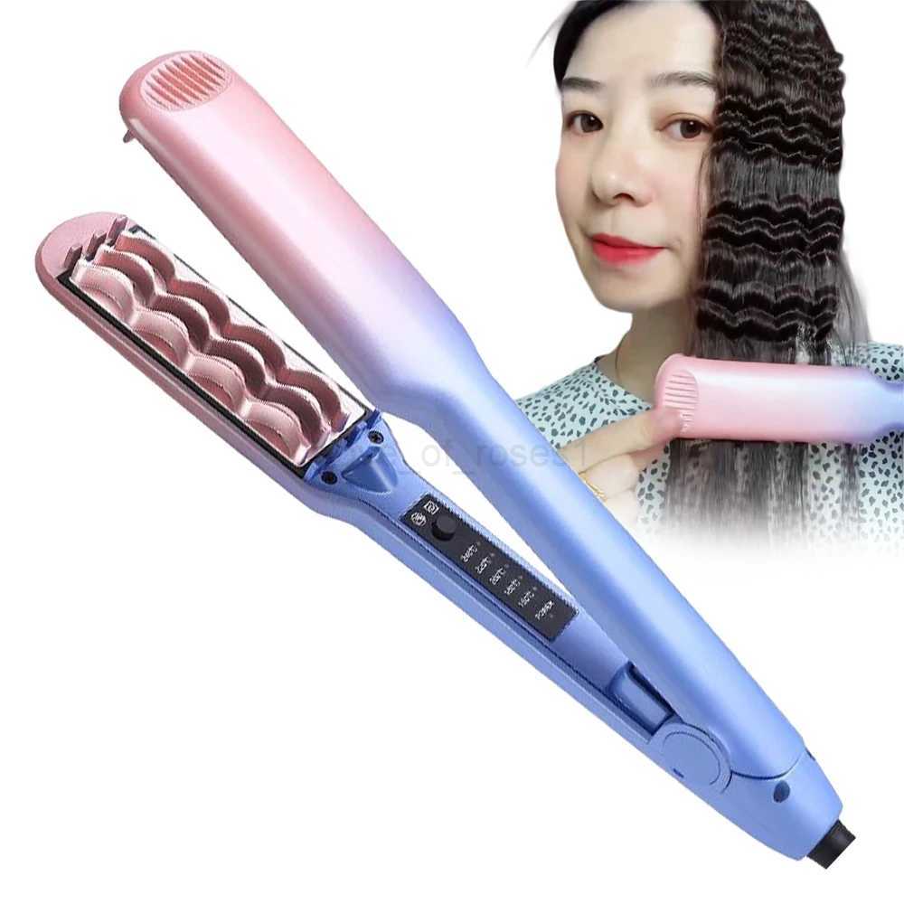 Professional 3D Grid Hair Crimper Volumizer Ceramic Hair Fluffy Corrugated Curler 5 Temperatures Flat Iron Styling ToolsM240709