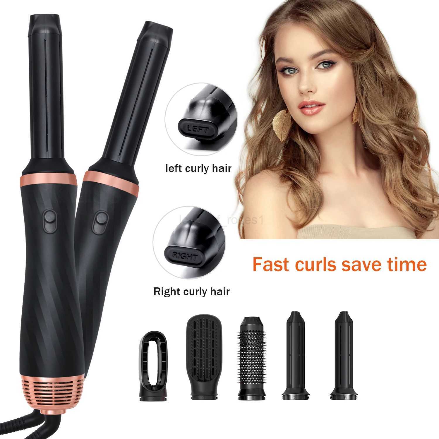 Multifunctional Hair Dryer 5 in 1 Electric Comb Negative Ion Straightener Comb Curling Iron Detachable Heating Brush Hair DryerM240709