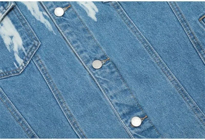 Mens Spring Autumn Oversize Hip Hop Denim Jacket Hi Street Tie Dye Jeans Coat Loose Fit Y2K Outerwear For Male 240704