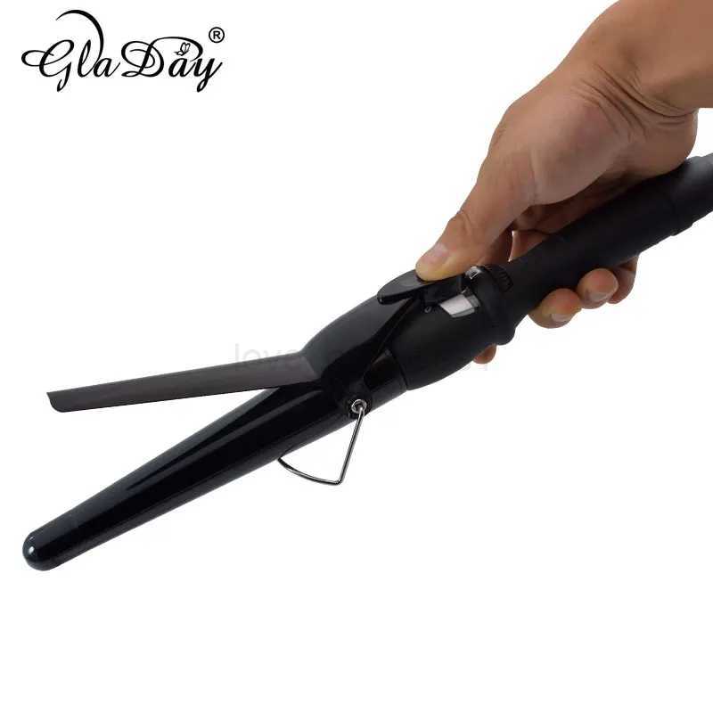Digital Temperature Control Styling Tools Ceramic Cone Hair Curling Iron Tong Hair Curler Roller Curling Wand with ClipM240709