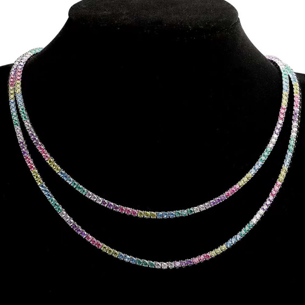 Customized 925 Silver Red Blue Green Black Diamond Tennis Chain Bracelet Colorful Moissanite Tennis Necklace