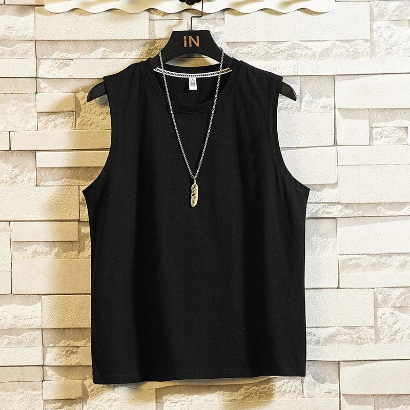 Summer Y2k Fashion Men Casual Sport Cotton T Shirt Sleeveless O-neck Vest Slim Fitness Tank Top Undershirt Mens Clothing 240703