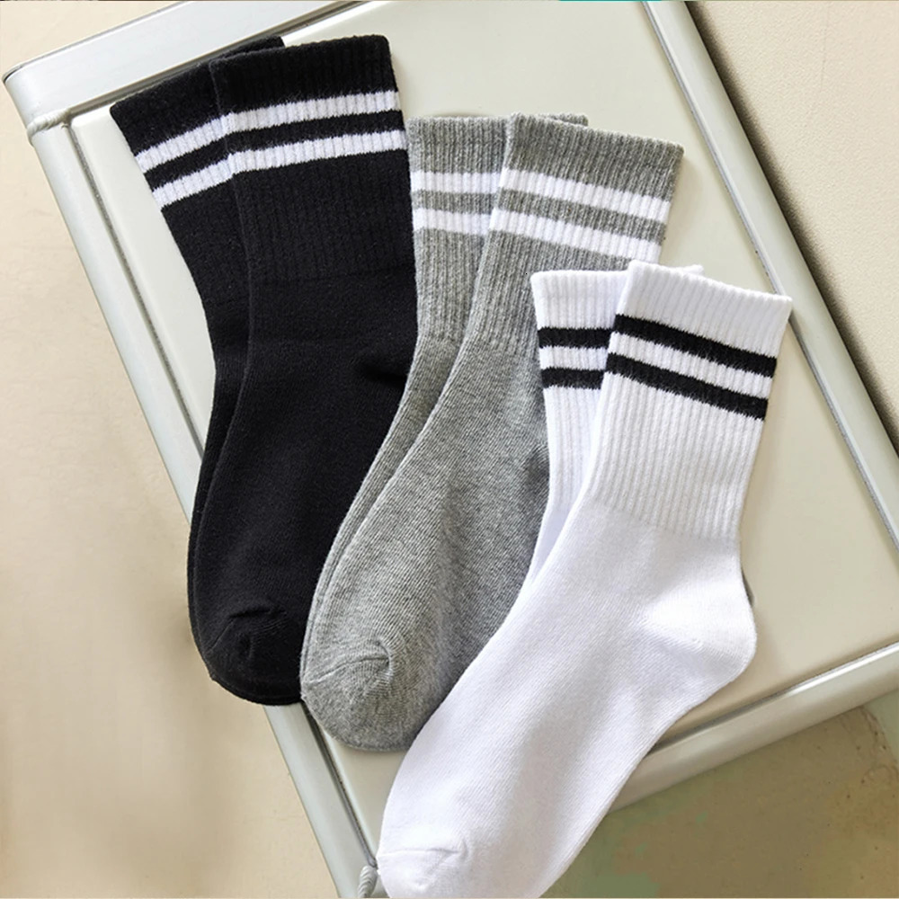 6 Pairs Womens Mid-Tube Socks Solid Colour Autumn Winter Breathable Comfortable Sport Sweat Absorbent Man And Womens Socks 240703