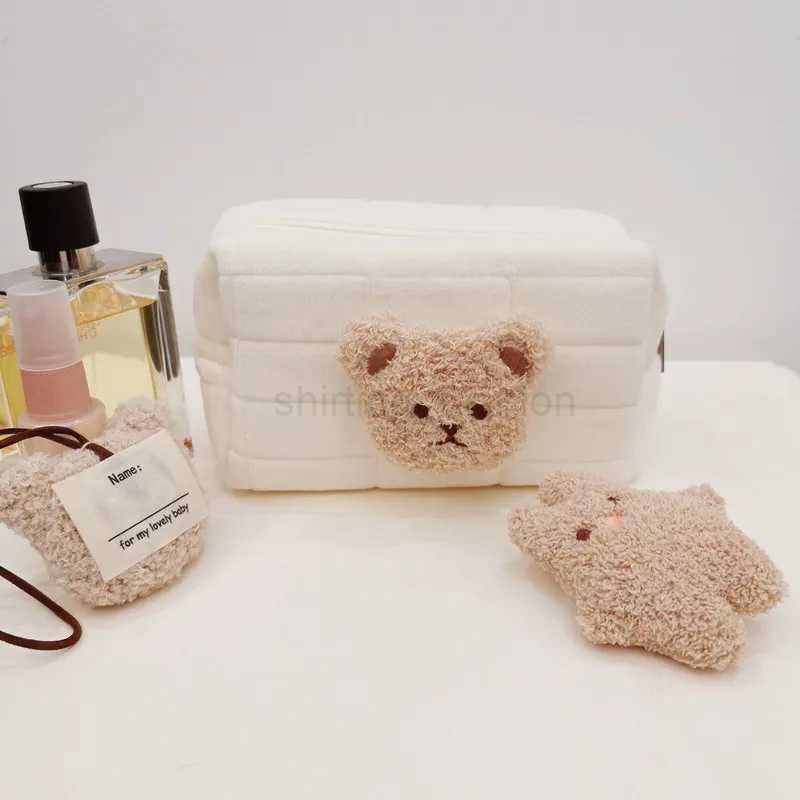 Portable Cute Bear Baby Toiletry Bag Make Up Cosmetic Bags Diaper Pouch Baby Items Organizer Reusable Cotton Cluth Bag for MommyCL240708