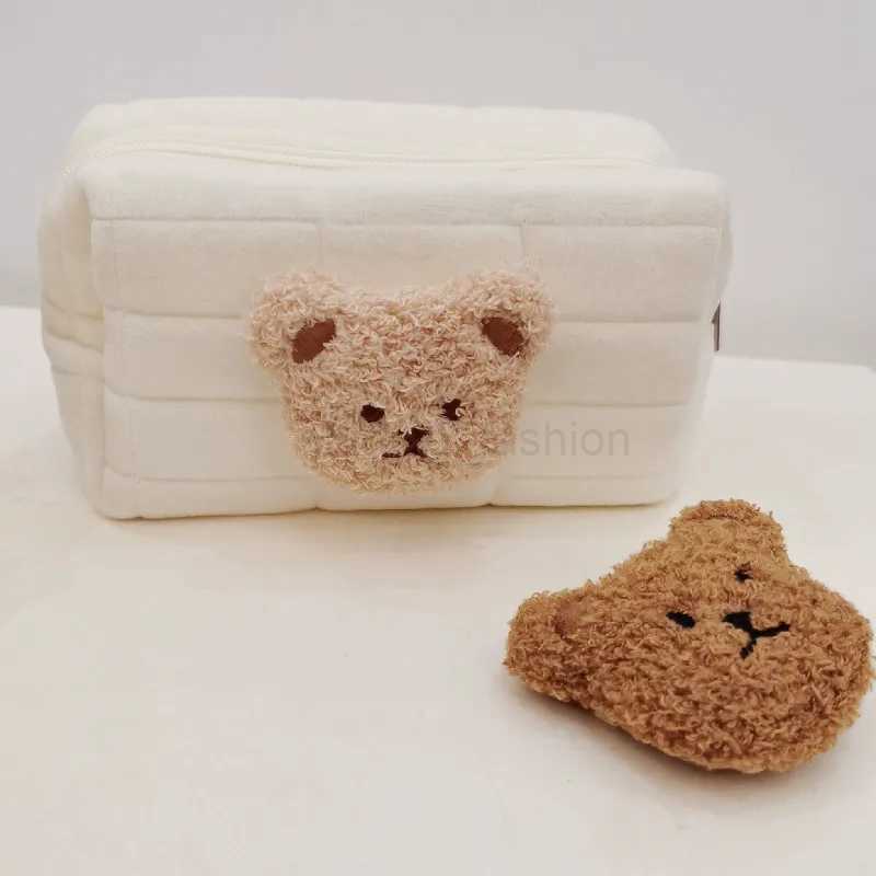 Portable Cute Bear Baby Toiletry Bag Make Up Cosmetic Bags Diaper Pouch Baby Items Organizer Reusable Cotton Cluth Bag for MommyCL240708