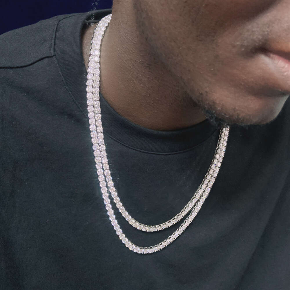 Drop Shipping Hip Hop Vvs 925 Sterling Silver 5mm 6.5mm Moissanite Diamond Ice Shining Tennis Chain Necklace Bracelet