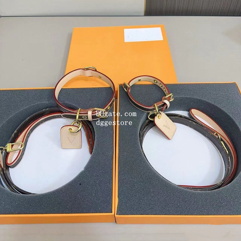 Designer Dog Collars Leash Set Luxury Leather Dog Collar with Dog Tag Classic Old Flower Pet Leashes for Small Dog Yorkies Chihuahua Bichon Frise Schnauzer Poodle 242