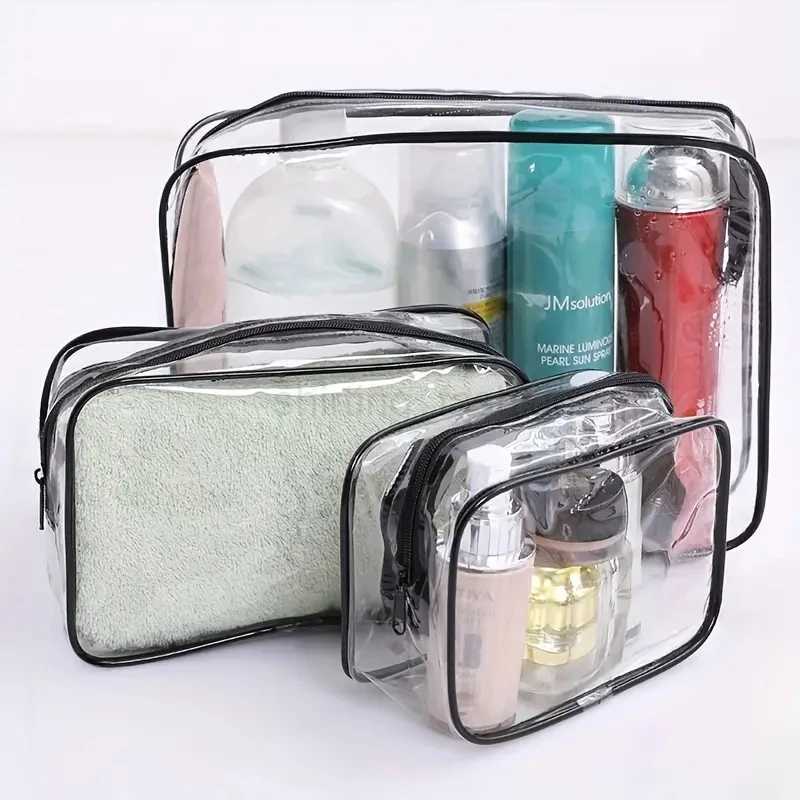 Simple PVC Clear Makeup Bag Transparent Waterproof Cosmetic Storage Case Travel Make Up Organizer Pouch Bath Toiletry Wash BagCL240708