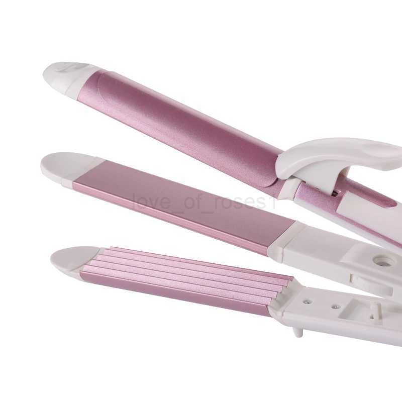 3 In 1 Hair Straightener EU Plug Hair Curling Iron Multifunction corrugated Flat Iron Corn Plate Heated RollerZ240709
