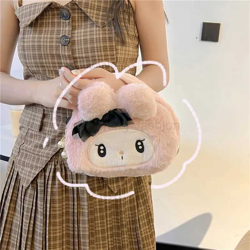 Mys Melodys Plush Makeup Bag Kuromis Cute Cartoon Storage Bag Student Storage Tote Bags Pack for Girl Holiday Birthday GiftCL240708