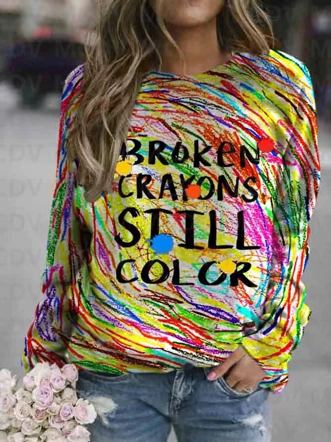 Colorful Crayon Casual Women's 3D Printed Sweatshirt