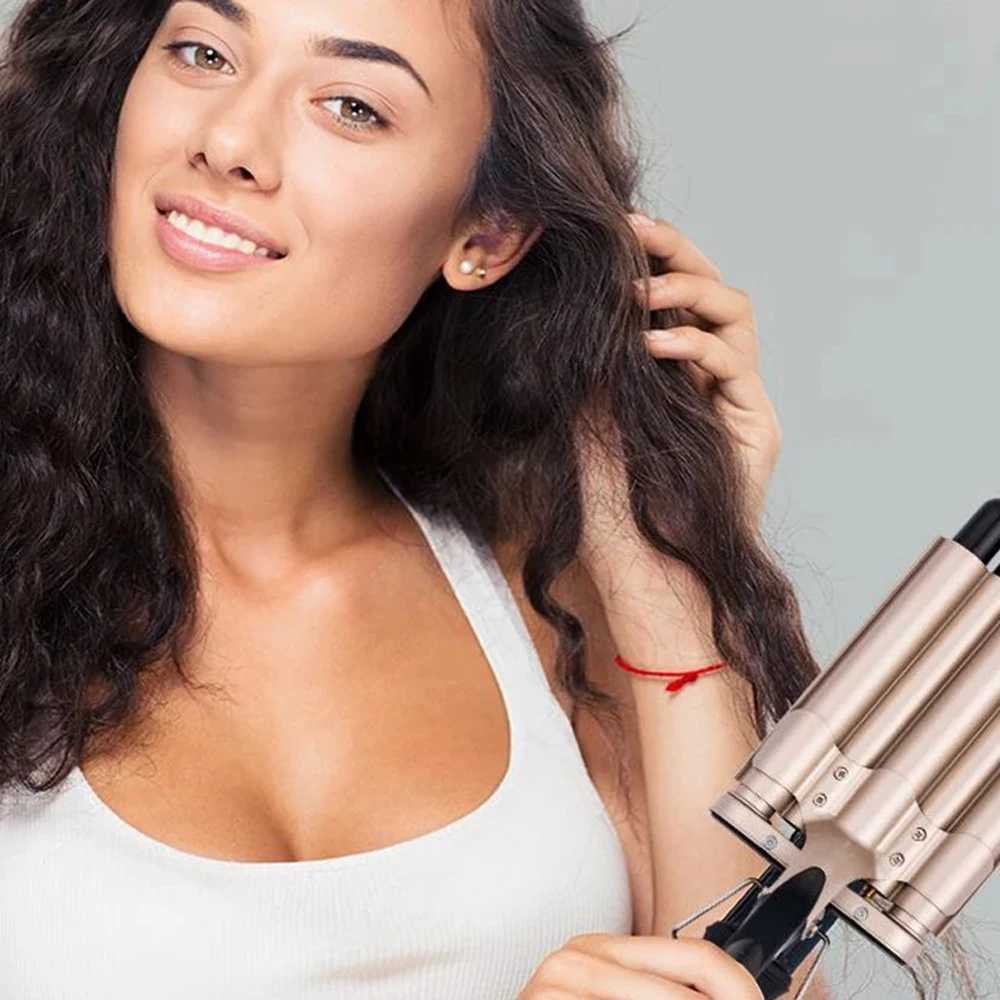 Hair Curling Iron Crimping Curler Small Beach Wave Hair Crimper 5 Barrel 0.6 Inch Professional Curly Crimped Hair Styler ToolsM240709