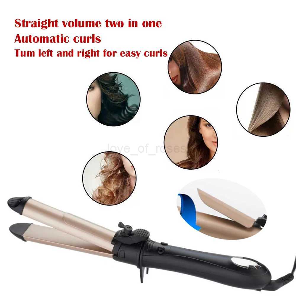 Automatic Rotation Hair Curler Straight Coil Two-In-One Straight Hair boardstick Electric Lazy Curling Perm LCD Digital DisplayZ240709