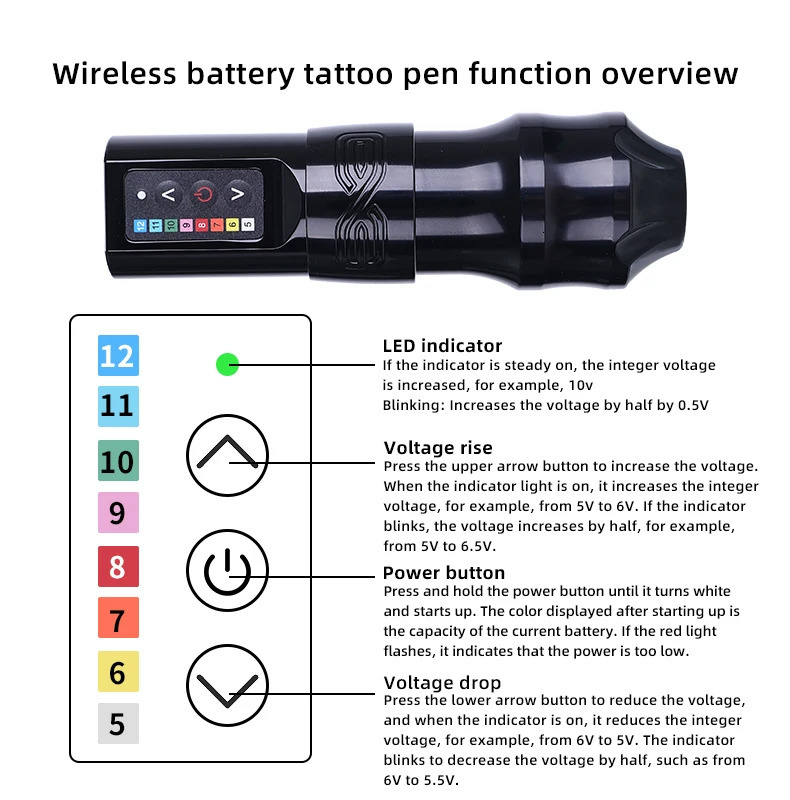 Wireless EXO 4.0mm Tattoo Gun Tattoo pen LED Wireless 4 Colors Dual Batteries Professional Tattoo Machine 240708