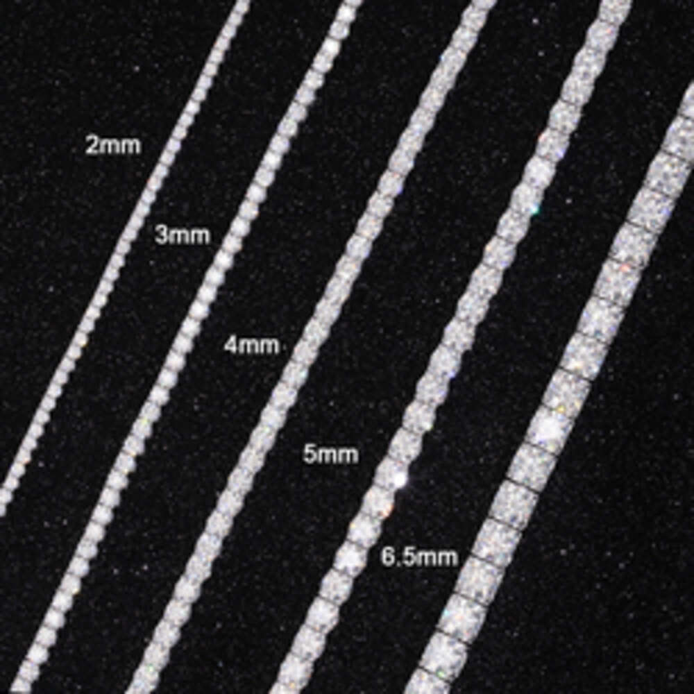 2mm8mm Wide Silver with d Color Moissanite Diamond Tennis Gold Plated Necklacebracelet Chain for Fine Jewelry