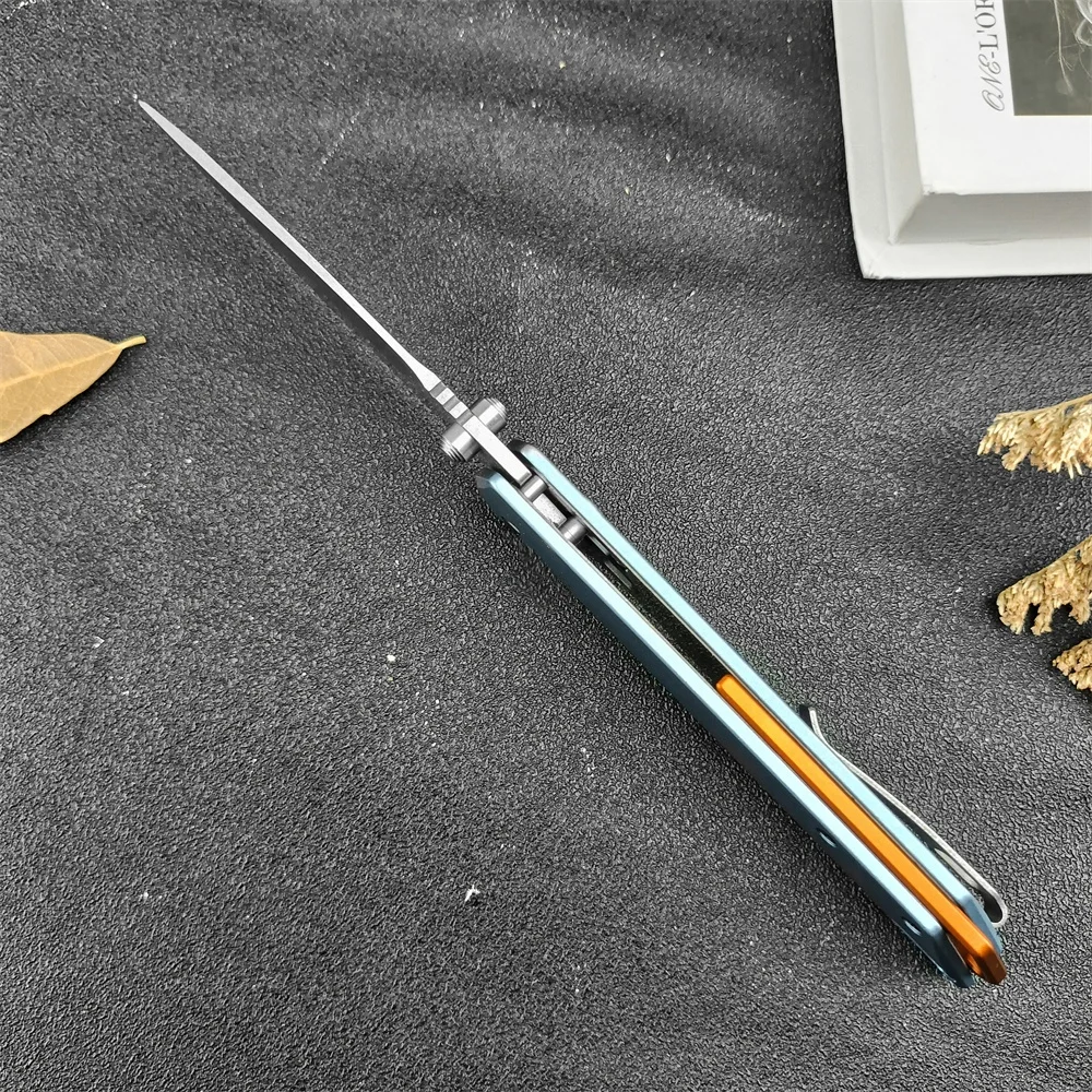 knife KS 2038 Iridium KVT Folding Knife 3.4 D2 Spear Point Blade Wathet Aluminum Handles EDC Pocket Knife Hunting Rescue Survival Portable Folding Kni