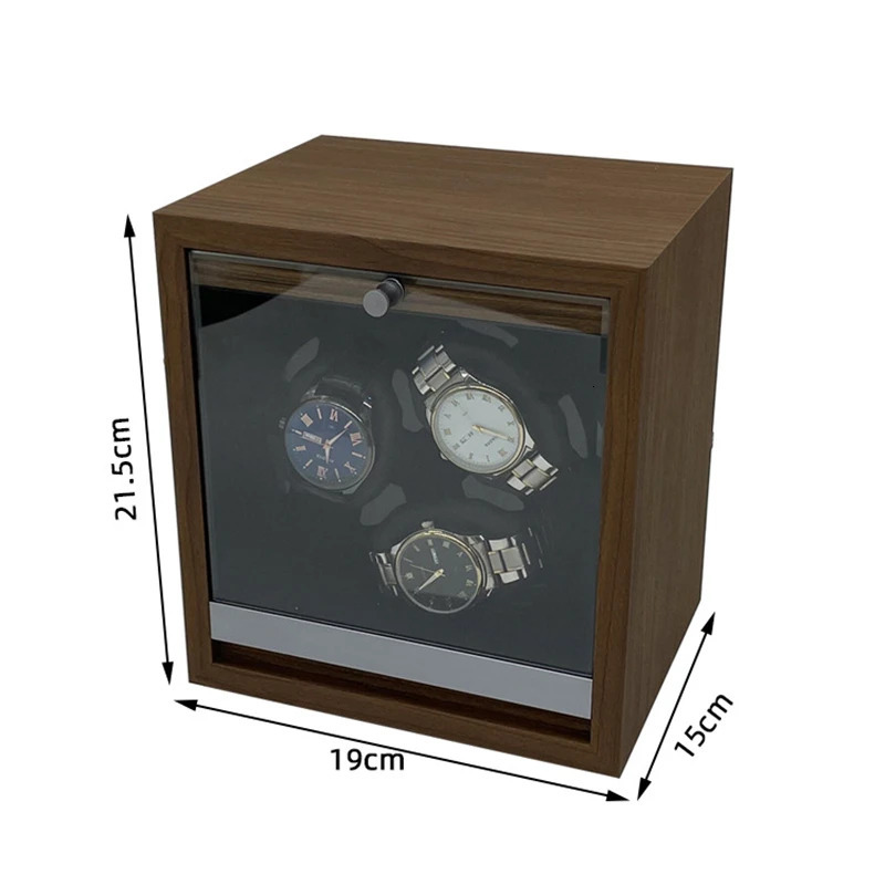 Watch Winder for Automatic Watches Box Storage Dustproof Mechanical Watch Case Black Walnut Wood Safe Mata Box LED Ambient Light 240627