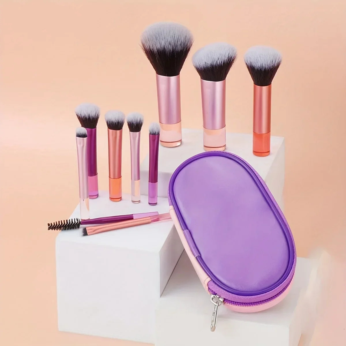 10pcs Mini Makeup Brush Set Powder Eyeshadow Foundation Blush Blender Concealer Beauty Makeup Tools Brush Professional Supplies 240708