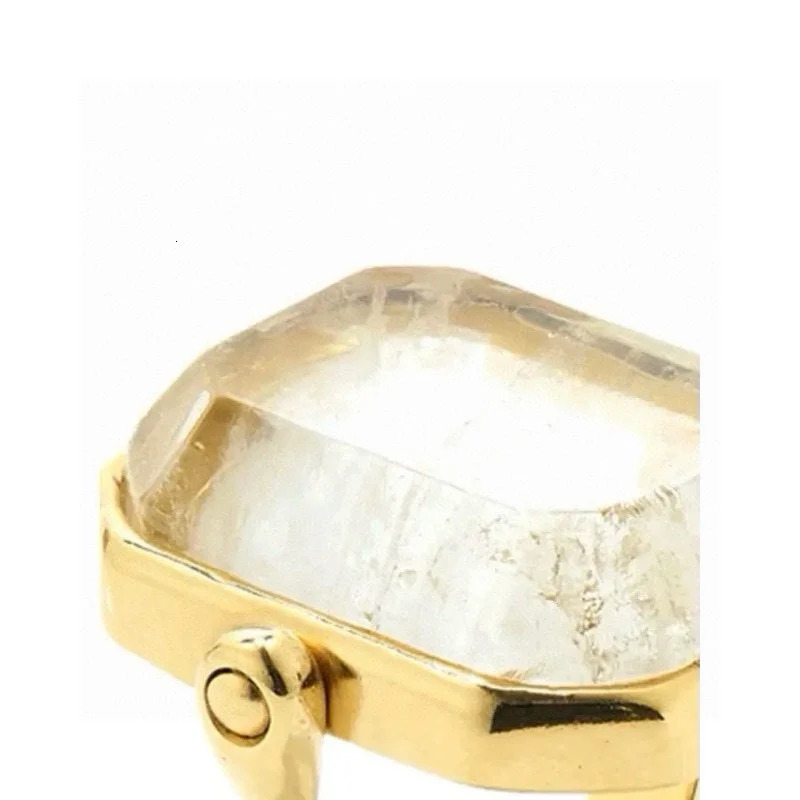 Personality large rock candy square natural crystal ring 240626