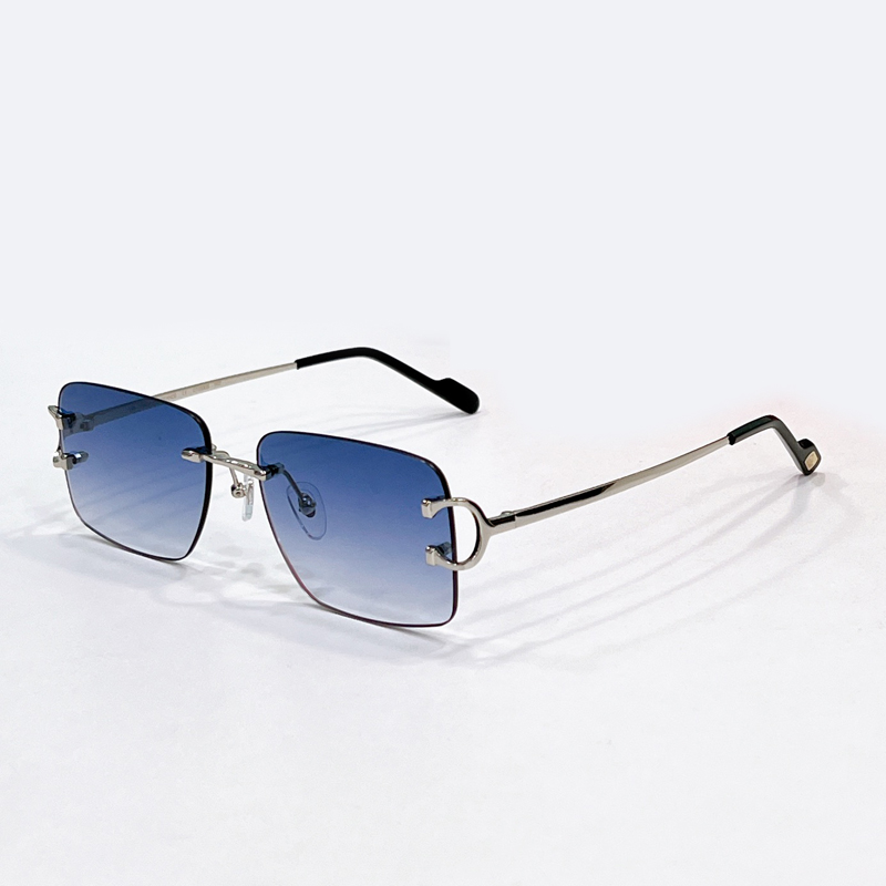 Silver/Blue Rimless… - image