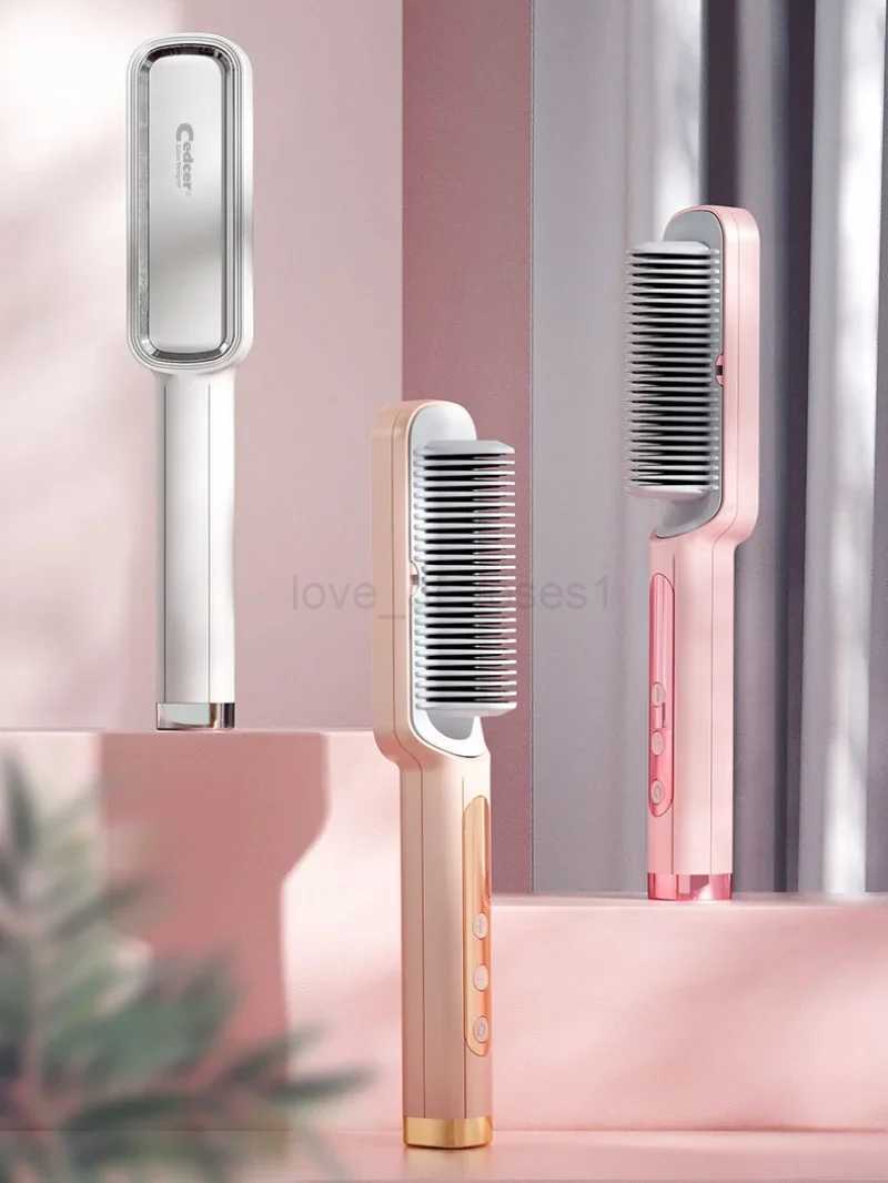 Dual-use Negative Ion Hair Straightning Comb Curly Straight Three-in-one Fashion Electric Hair Comb Hair Straight CombM240709