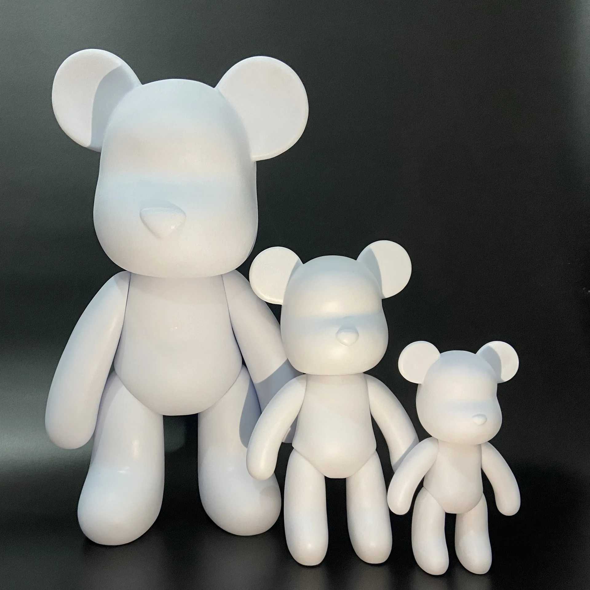 Decorative Objects Figurines Vinyl White Bear Figure DIY Graffiti Handmade Bear Statue Painting Fluid Pigment Vinyl Graffiti Figurine Decoration Kid T