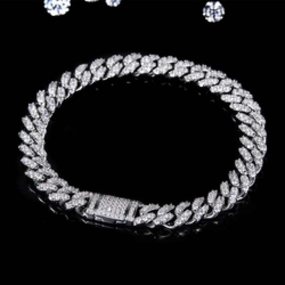 8mm Necklace k Cuban Mossinate Dia Vvs Moissanite Chain Hip Hop Iced Fine Jewelry Sterg Sier