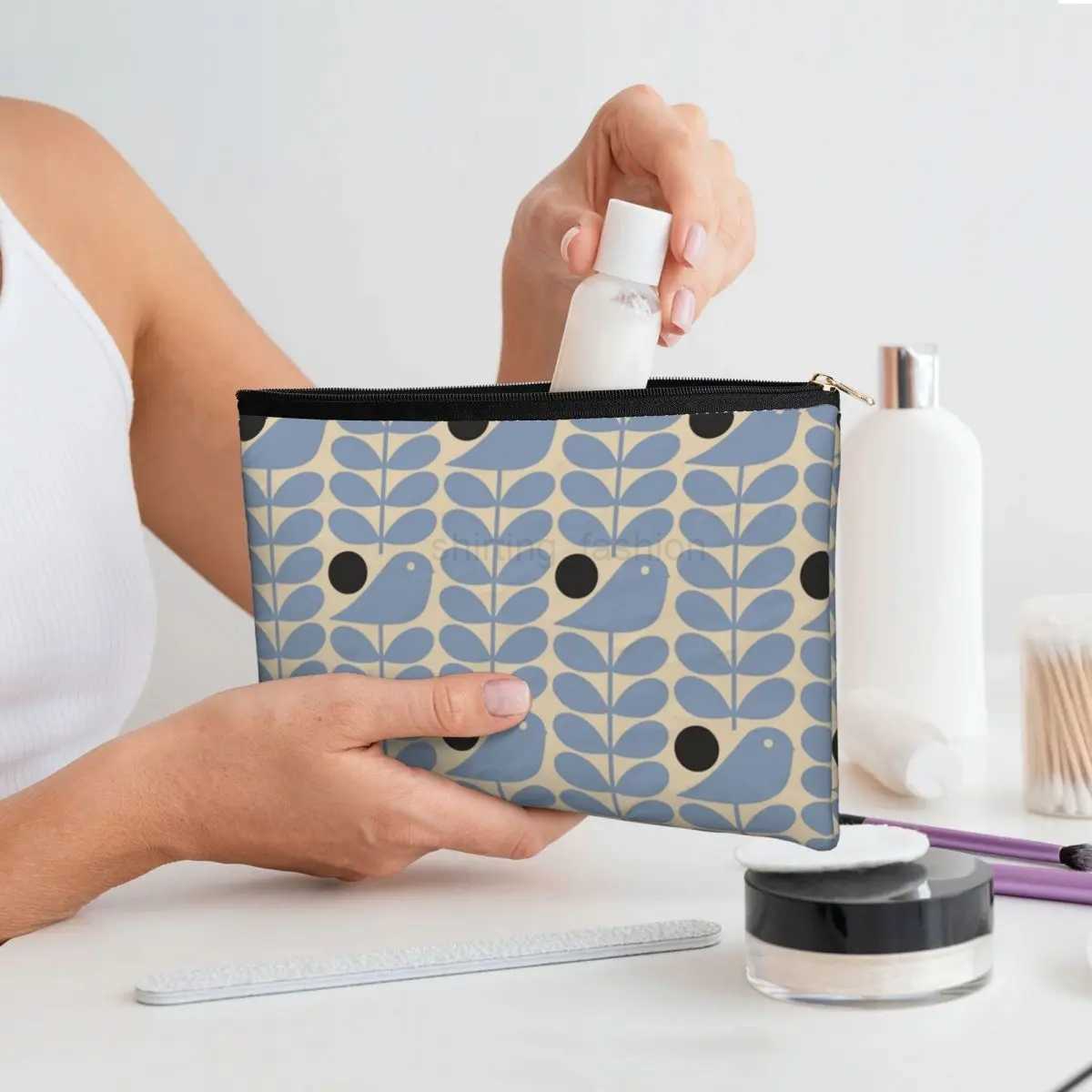 Fashion Orla Kiely Early Bird Travel Toiletry Bag for Women Scandinavian Floral Cosmetic Makeup Bag Beauty Storage Dopp KitCL240708