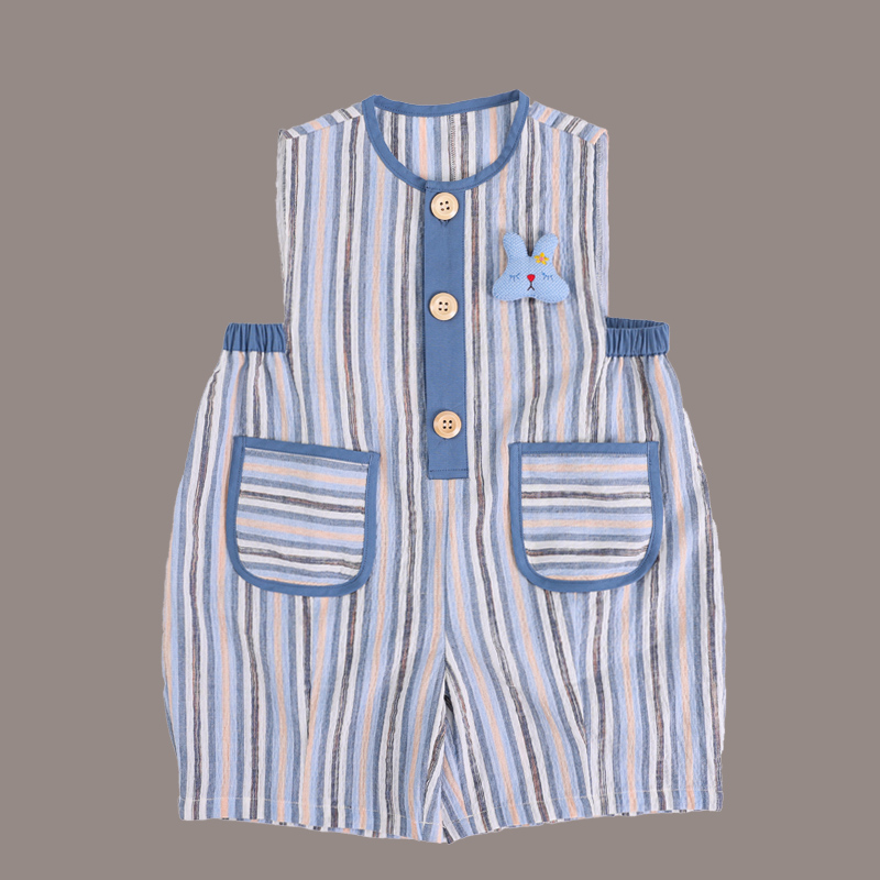 2024 summer new product niche boys and girls Korean version shoulder strap pants fisherman pants integrated casual wear