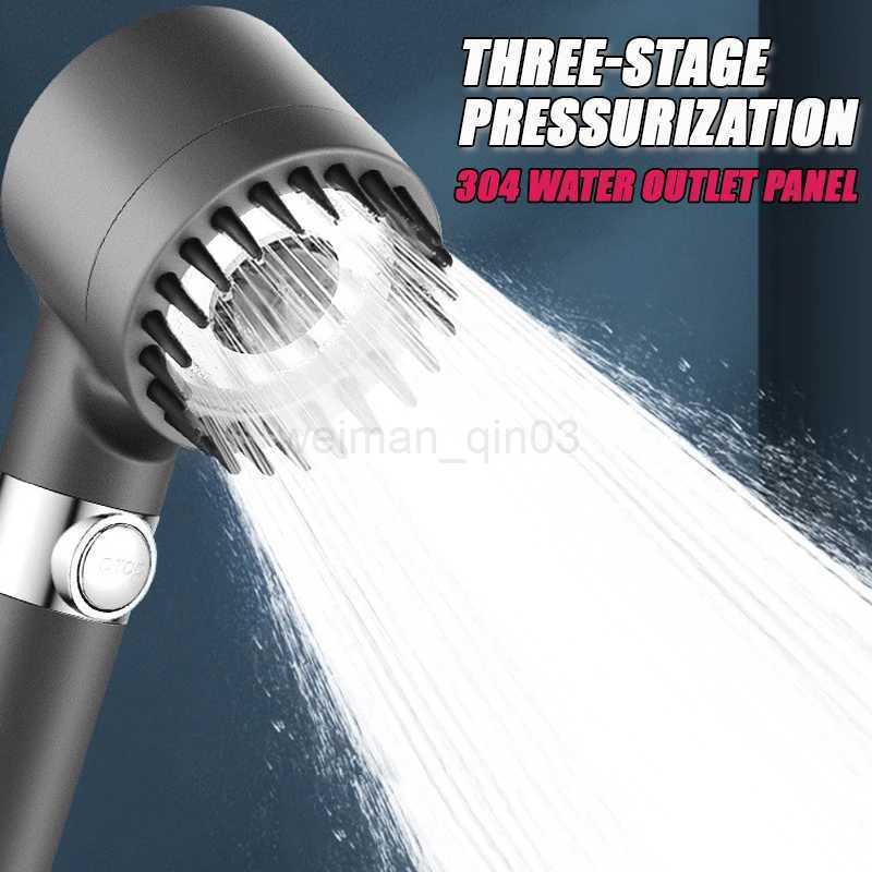 New Black Shower Head Rainfall High Pressure 3 Modes Adjustable Boost Filter Holder with Hose for Bathroom Accessories SetsCL240710