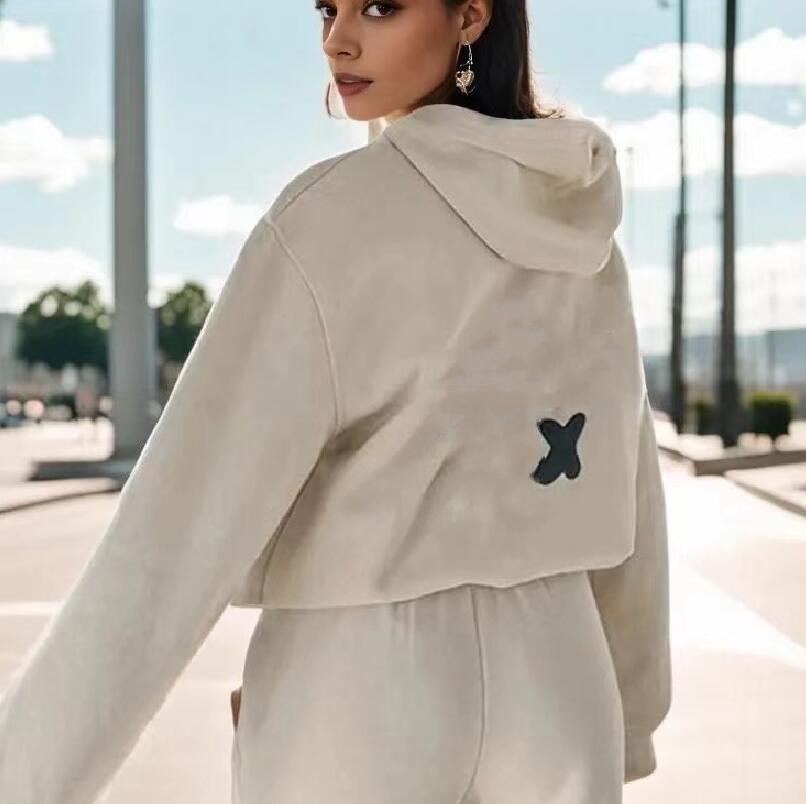 Women's sweatwear Women's hoodie 2 pullover Sweatshirt Sports long sleeve Designer hooded sweatwear Black and white puff print sweatpants Asian size S-3XL