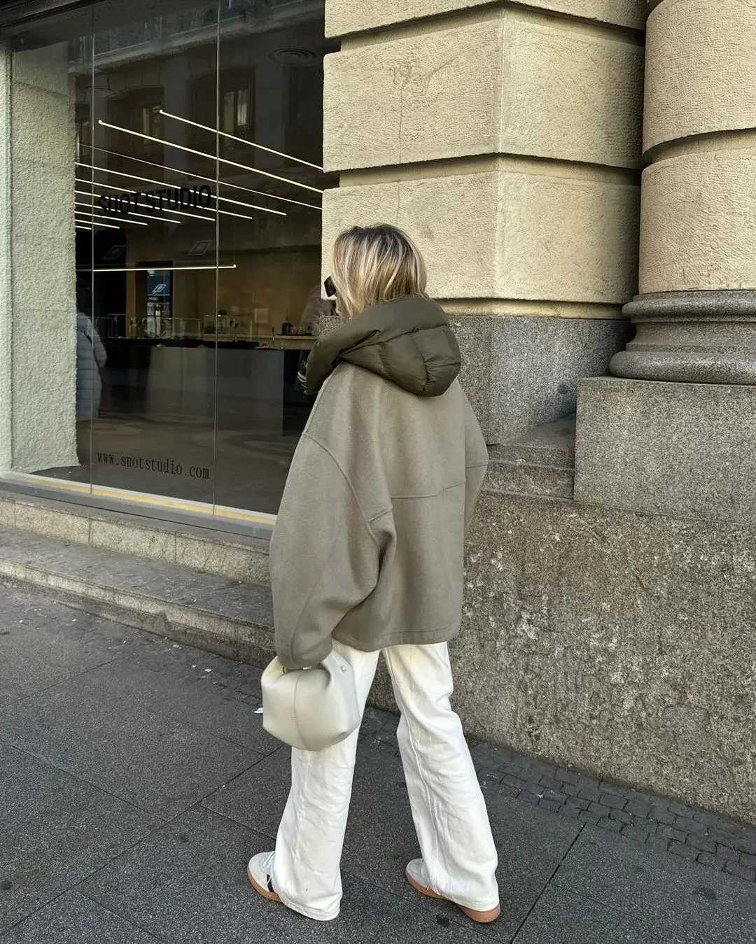 Women's Jackets Womens patch work zipper hooded jacket fashionable loose long sleeved thick warm jacket autumn womens fashionable street jacket J