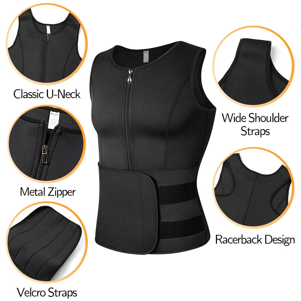 Men Body Shaper Waist Trainer Vest Slimming Shirt Sauna Sweat Vest Compression Undershirt Workout Tank Tops Shapewear Fat 240618