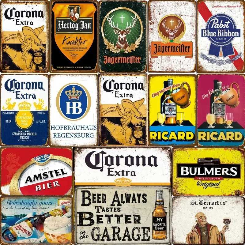 Beer Brand clasies Metal Poster Vintage Bar Pub Restaurant Kitchen Wall Sign Art Painting Beer Tin Sign Iron Plate Plaques DecorB240710