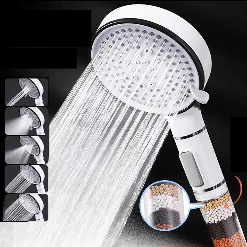 5 Modes Shower Head Anti Limestone Filter Hygienic Remove Calcario Holder Handle Rainfall Spa Hose Set For Bathroom AccessoriesCL240710