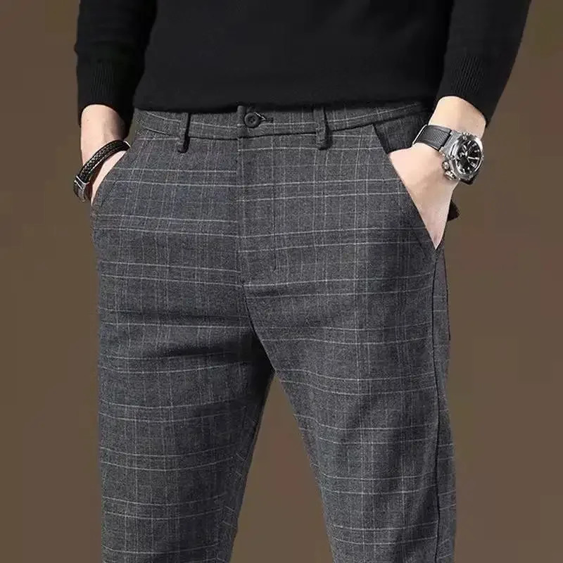 Plus Big Size Fluid Man Suits Pants Slim Fit Tressed Trousers for Men Draped Work Wear Korean Reviews Many Tailoring Up 240708