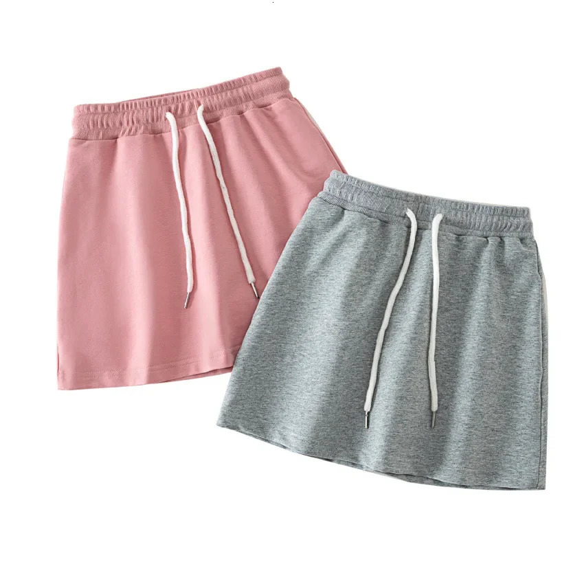 Girls Short Skirt Summer Cotton Casual Teenage Kids Sport Skirts 8-12 Years Solid Elastic Waist School A-Line Skirt for Children 240703