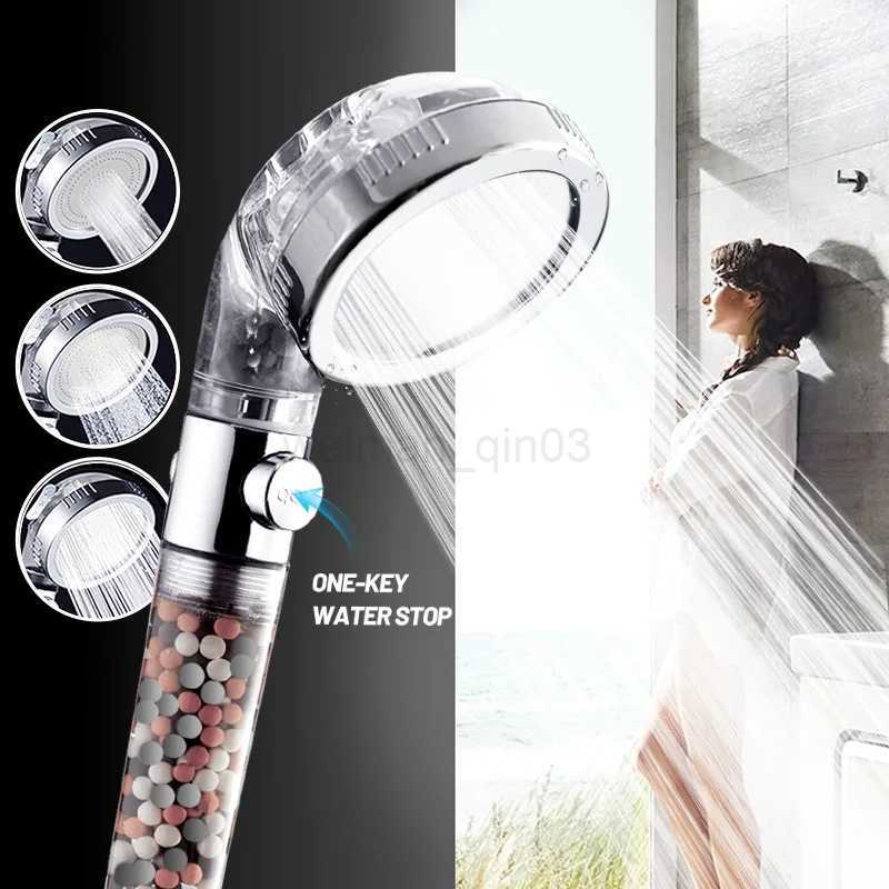3 Modes Adjustable High Pressure Head SPA Shower Water Saving Filter Balls Replaceable Switch Button One Key Stop ShowerCL240710