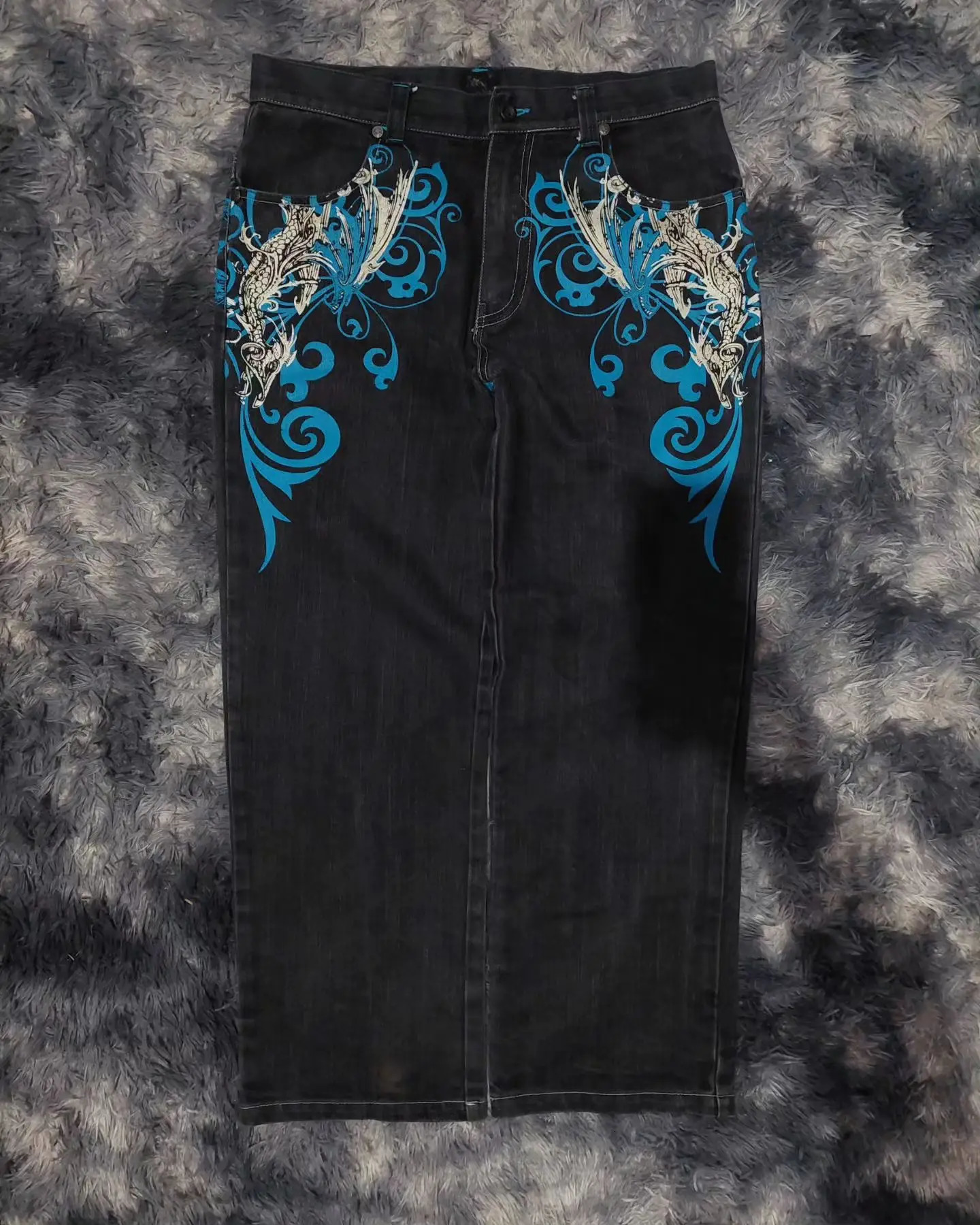 Streetwear Y2K Jeans Harajuku Hip Hop Retro oversize Graphic Printing Baggy Jeans Denim Pants Men Women Goth Wide Trousers 240704