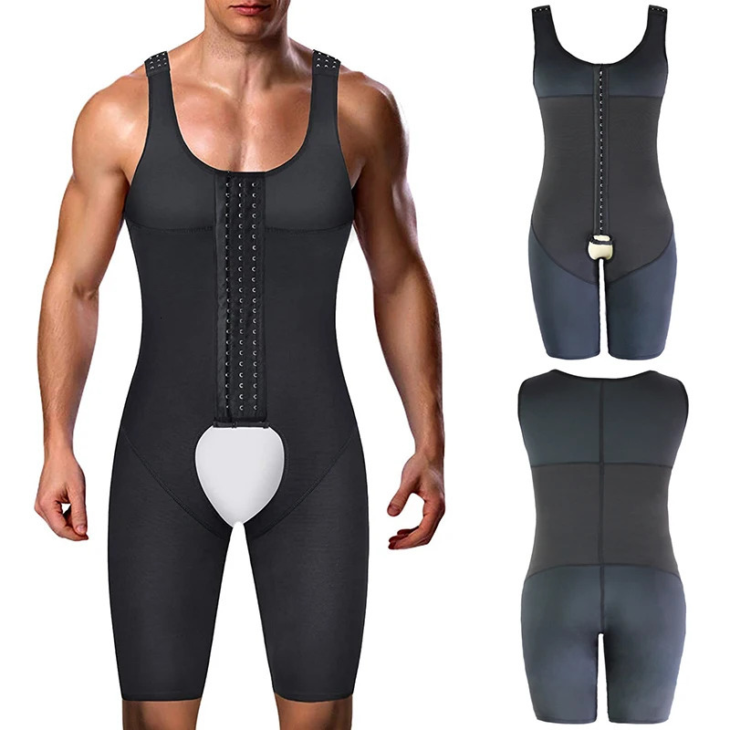 Slimming Bodysuit for Men Tummy Control Full Body Shaper Compress Abdomen Underwear Breathable Weight Loss Shapewear Plus Size 240701