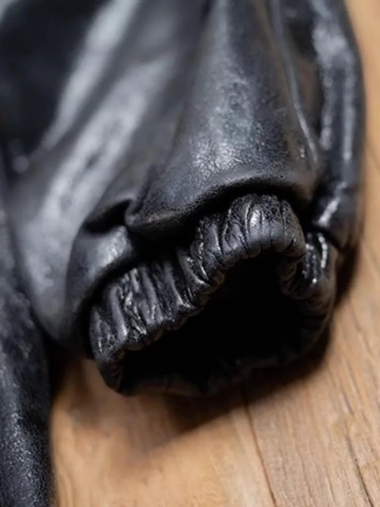 Vintage Mens Genuine Leather Jacket Single Breasted Straight Casual Outerwear Punk Motorcycle Coat Men Loose Fit Cowskin Jackets 240703