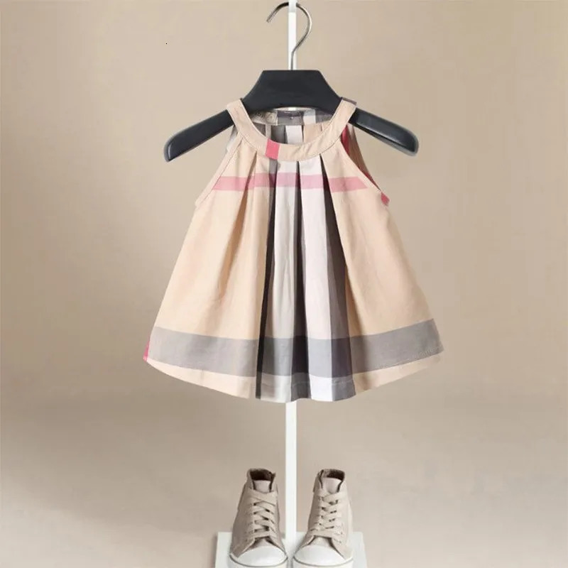 100% Cotton Childrens Summer Clothing Girls Dress 3-5 Years Old Girl Plaid Princess Dresses Baby Girls Kawaii Skirt 240703
