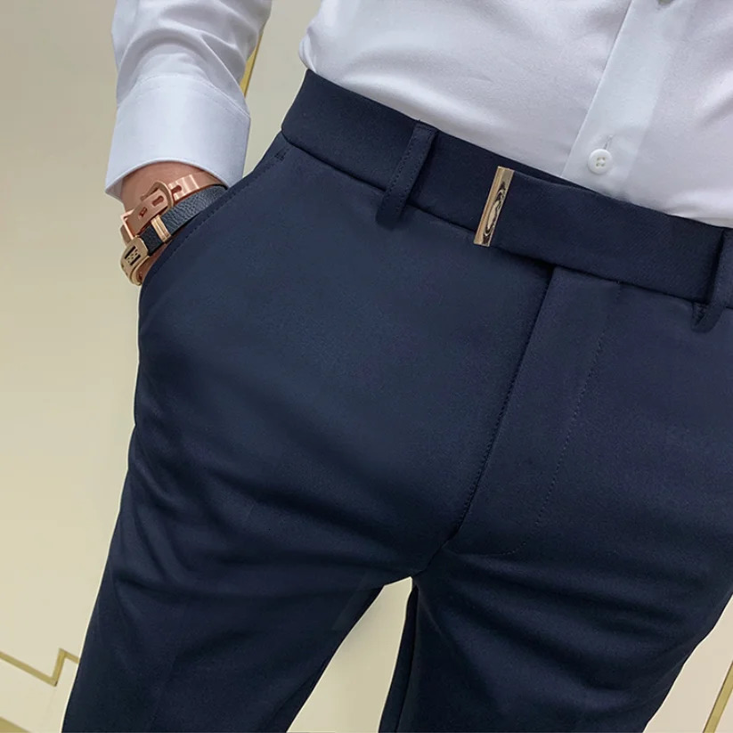 Suit Pants Spring Man Suit Pants Fashion Casual Slim Business Suit Pants Men Wedding Party Work Trousers Classic Large 36 240708