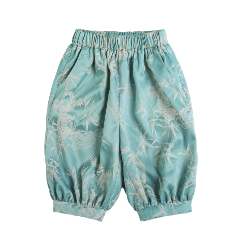 Children's summer new new Chinese boys and girls Tang suit hanfu dark jacquard short-sleeved light casual