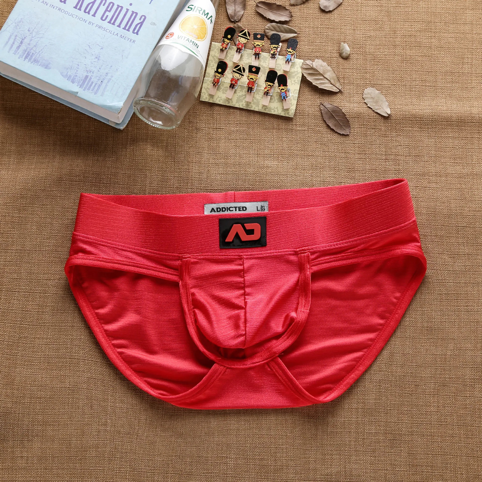 Addicted mens low waist sexy nylon brushed colorful briefs ad3-m257 wholesale 240703