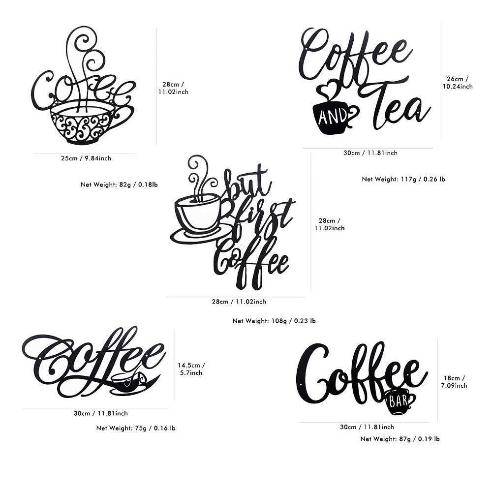 Coffee Bar Sign Metal Hanging Wall Art Plaque Black Letter Silhouette Cafe Kitchen Dining Room Decoration Bar Pub Club PosterB240710