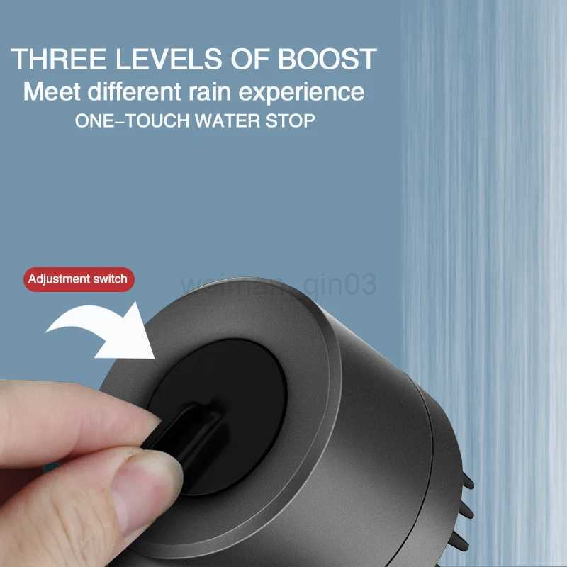 New Black Shower Head Rainfall High Pressure 3 Modes Adjustable Boost Filter Holder with Hose for Bathroom Accessories SetsCL240710