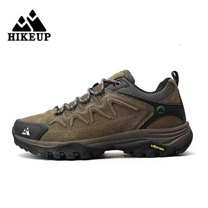 Hikeup leather mens outdoor hiking shoes tourism hiking sports shoes mountain climbing trails jogging shoes mens factory export 240710
